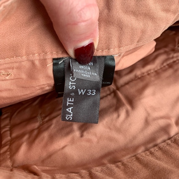 Slate & Stone Stretch Cotton Twill Chino Shorts, NWT, Color Clay, 33Waist - Picture 7 of 13